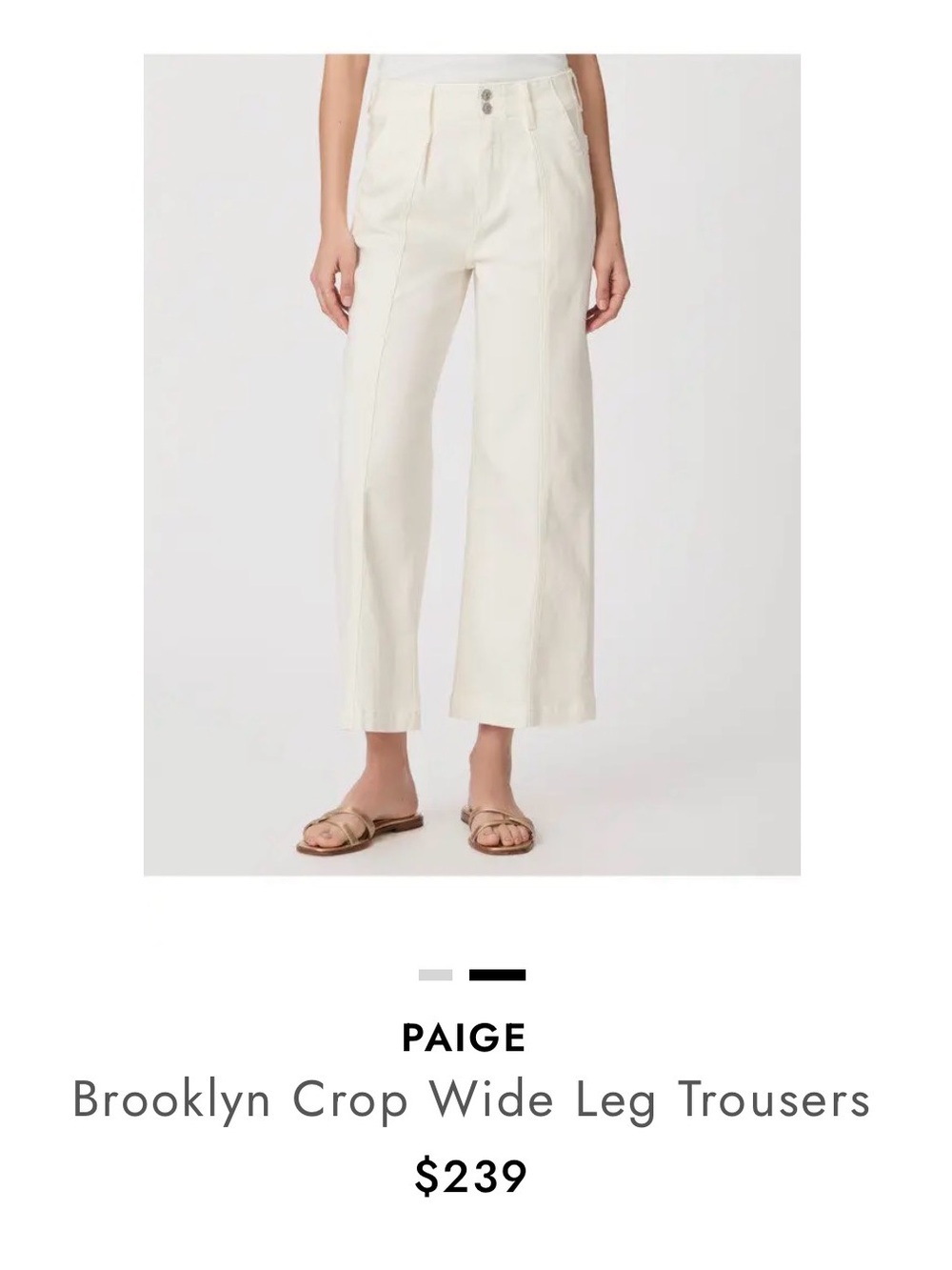 PAIGE Cropped Wide-Leg Trousers in Cream